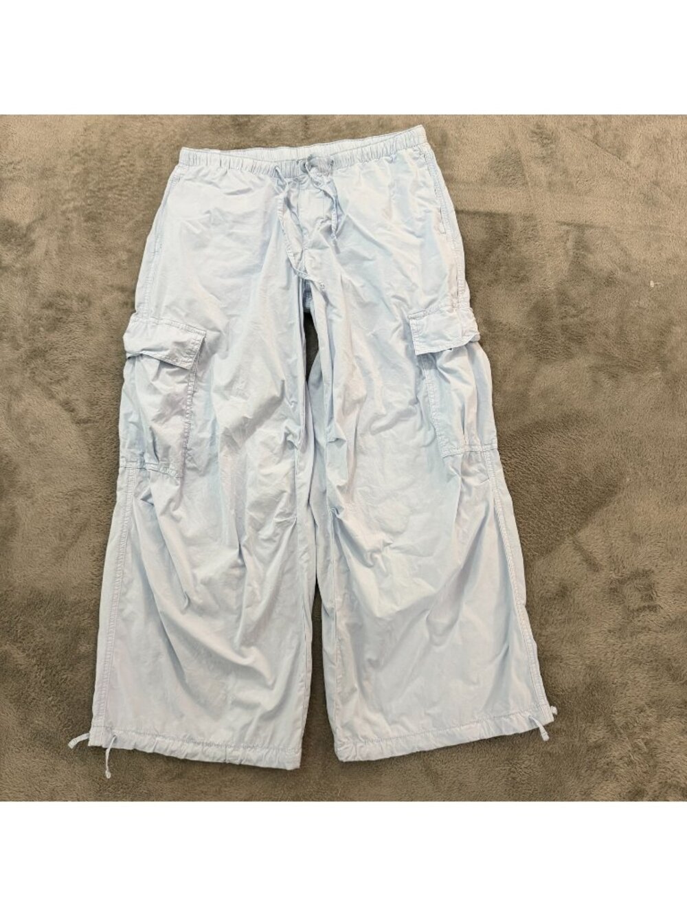 American Eagle Light Blue Cotton Lyocell Wide Leg Cargo Pull On Pants SMALL